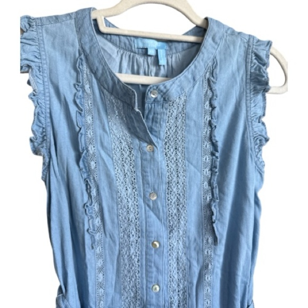 Draper James RSVP sleeveless chambray dress size XS GUC VS0042 - Picture 3 of 7